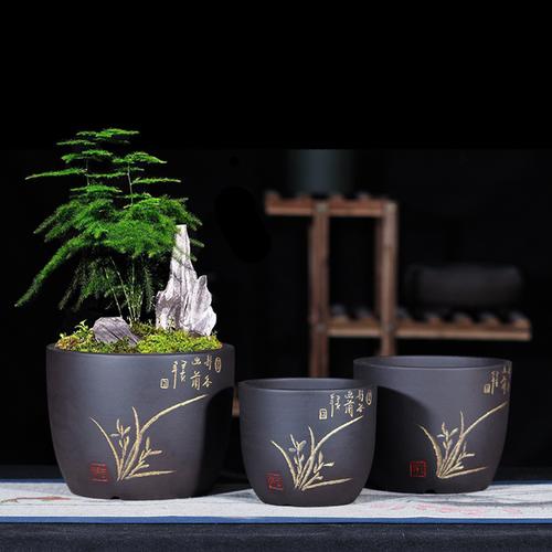 宜兴紫砂兰花盆君子兰多肉陶瓷盆吊兰风花卉绿植盆景工厂清仓